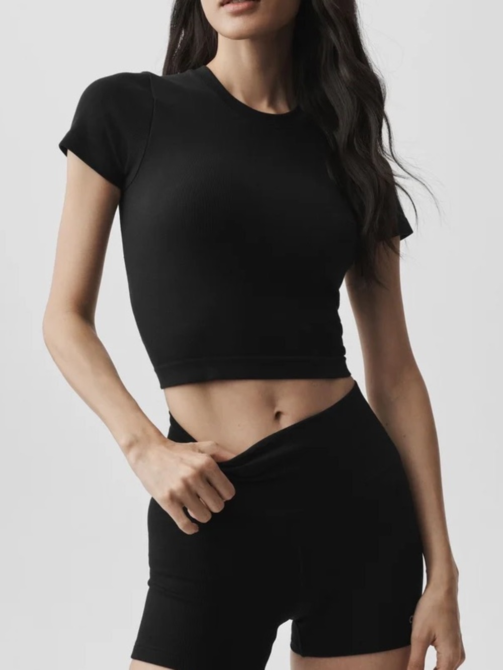 Alo Seamless Modal Ribbed Cropped Short Sleeve